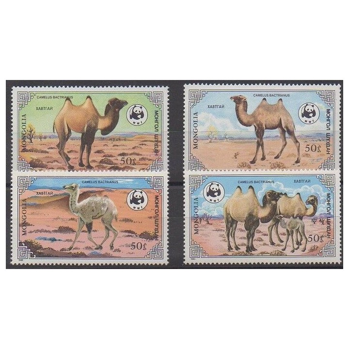 Mongolia - 1985 - Nb 1361/1364 - Mamals - Endangered species - WWF