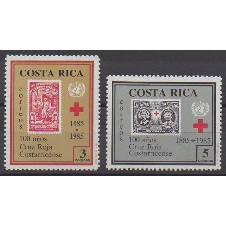 Costa Rica - 1985 - No 407/408 - Santé ou Croix-Rouge - Timbres sur timbres