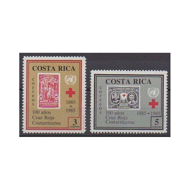 Costa Rica - 1985 - No 407/408 - Santé ou Croix-Rouge - Timbres sur timbres