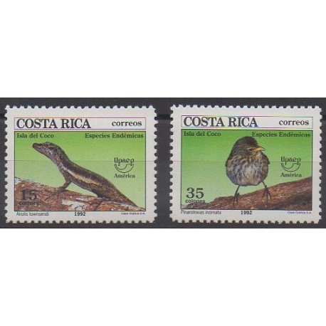 Costa Rica - 1992 - No 559/560 - Espèces menacées - WWF - Service postal