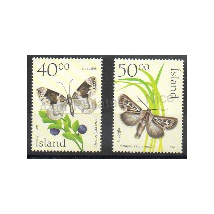 Stamps - Theme butterflies - Iceland - 2000- Nb 899/900