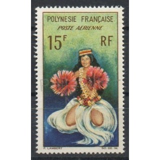 Timbres - Thème costumes uniformes - Polynésie - Poste aérienne - 1964- No PA7