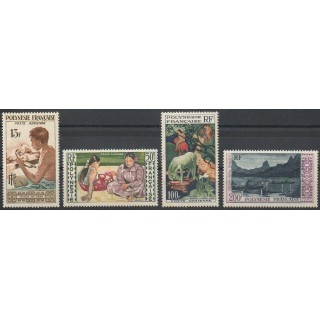 Timbres - Thème art divers - Polynésie - Poste aérienne - 1958- No PA1/PA4