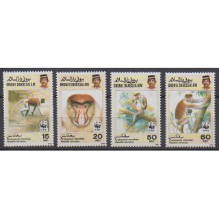 Brunei - 1991 - No 431/434 - Mammifères - Espèces menacées - WWF