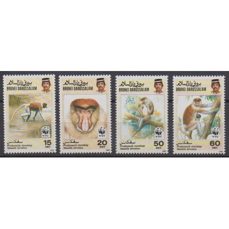 Brunei - 1991 - Nb 431/434 - Mamals - Endangered species - WWF