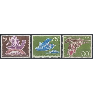 Timbres - Thème avions - Polynésie - Poste aérienne - 1974- No PA 89/PA 91