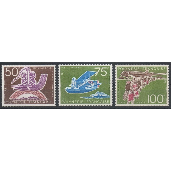Timbres - Thème avions - Polynésie - Poste aérienne - 1974- No PA 89/PA 91