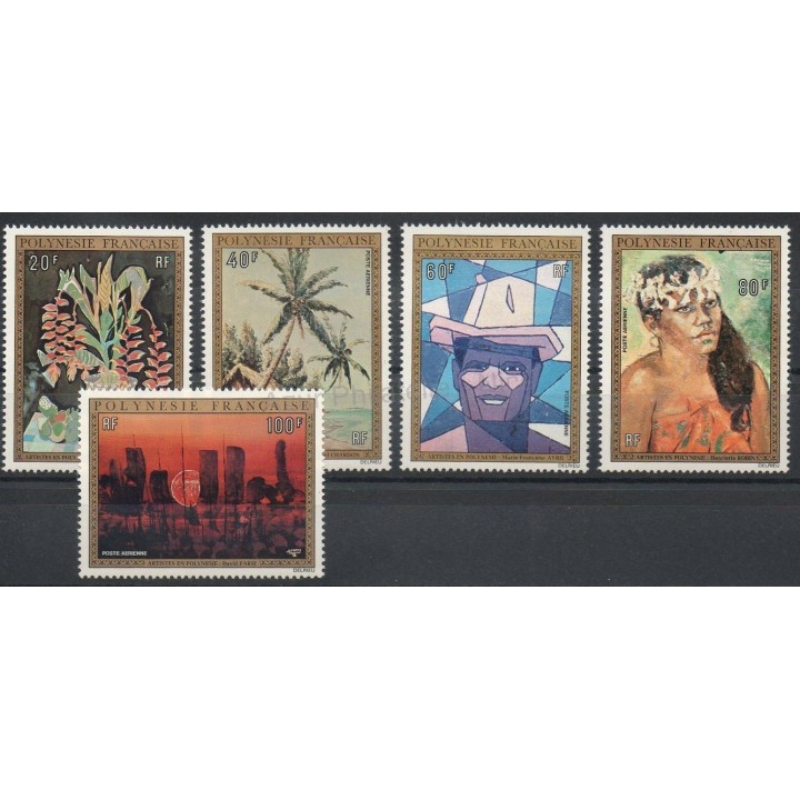 Timbres - Thème peinture - Polynésie - Poste aérienne - 1974- No PA 84/PA 88