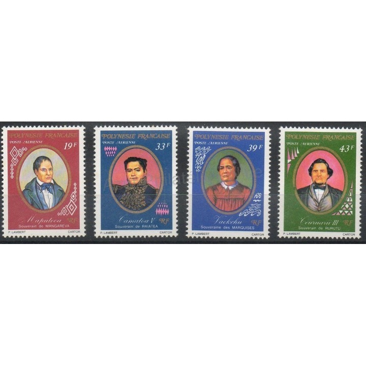 Timbres - Thème célébrités - Polynésie - Poste aérienne - 1977- No PA117/PA120