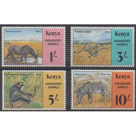 Kenya - 1985 - Nb 348/351 - Mamals - Endangered species - WWF
