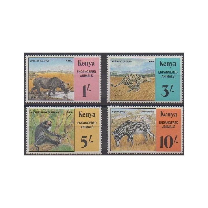 Kenya - 1985 - No 348/351 - Mammifères - Espèces menacées - WWF