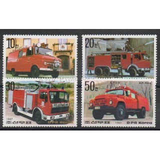 Timbres - Thème pompiers - Corée du Nord - 1987- No 1869/1871 - PA20