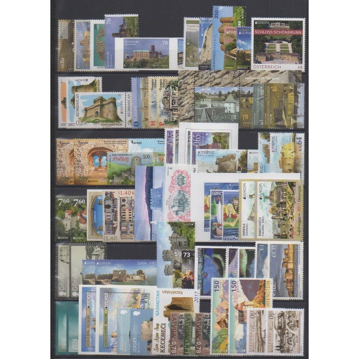 Europa - Année complète - 2017 - No 119 valeurs et 19 BF - 64 pays - Châteaux