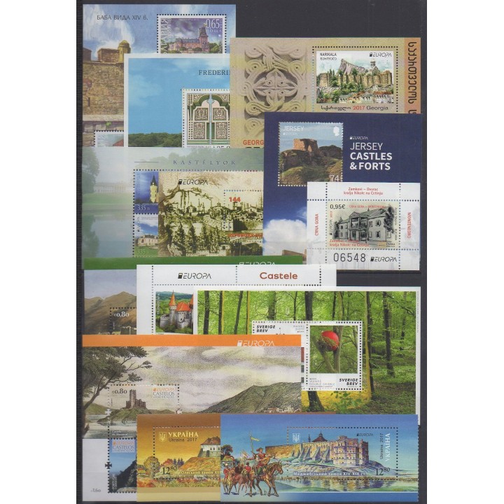 Europa - Année complète - 2017 - No 119 valeurs et 19 BF - 64 pays - Châteaux