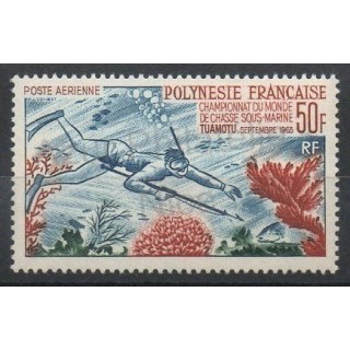 Timbres - Thème vie marine - Polynésie - Poste aérienne - 1965- No PA 14