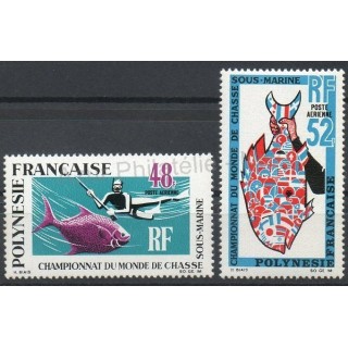Stamps - Theme fishes - Polynesia - Airmail - 1969- Nb PA 29/PA 30