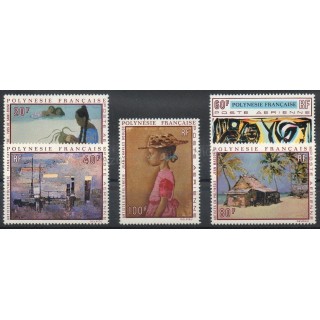 Timbres - Thème peinture - Polynésie - Poste aérienne - 1970- No PA 40/PA 44