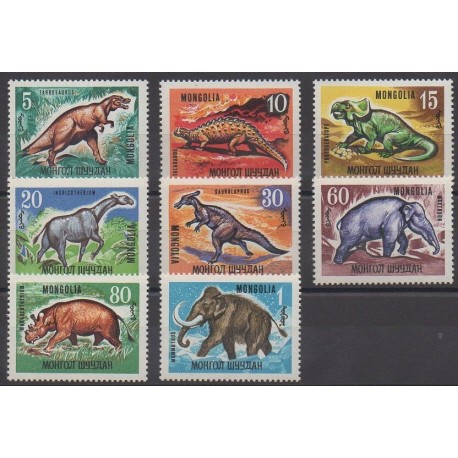 Mongolie - 1967 - No 405/412 - Animaux préhistoriques