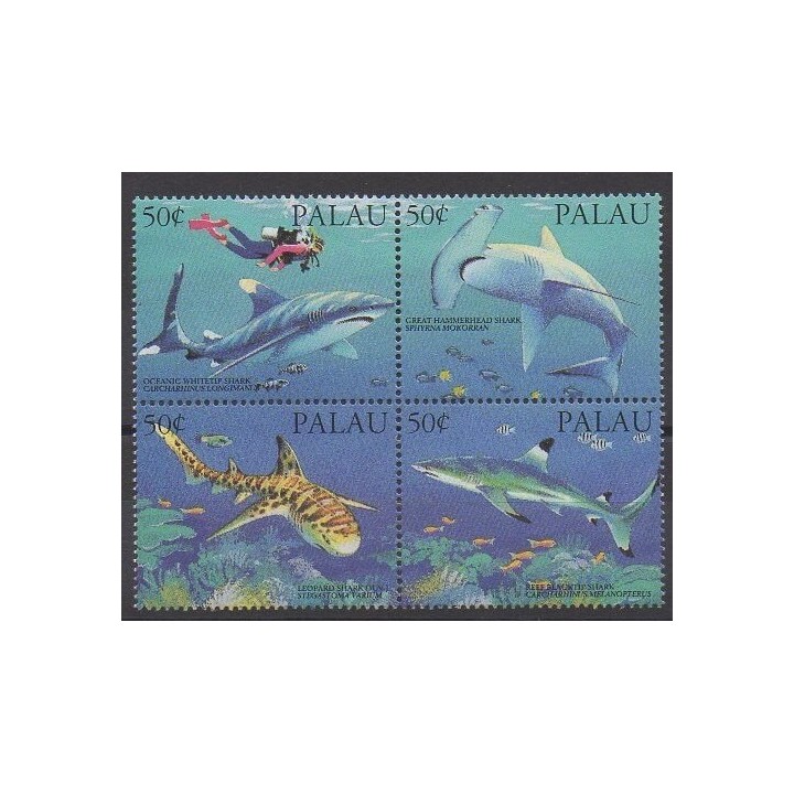 Palau - 1993 - No 543/546 - Animaux marins