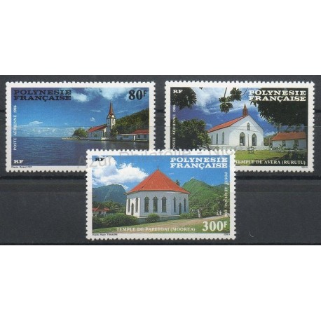Polynésie - Poste aérienne - 1986 - No PA193/PA195 - Eglises