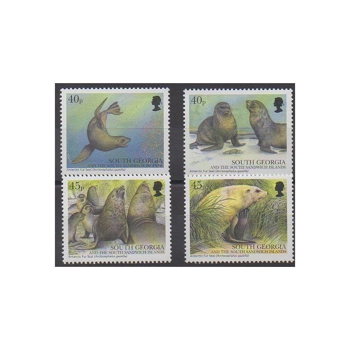 Falkland-Géorgie du Sud et Sandwich du Sud - 2002 - No 348/351 - Mammifères - Animaux marins