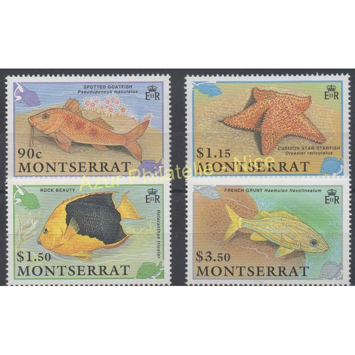 Timbres - Thème poissons - Montserrat - 1990 - No 747/750