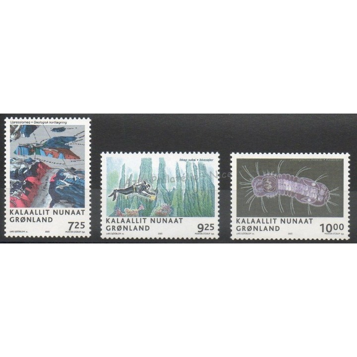 Timbres - Thème sciences et techniques - Groenland - 2005- No 424/426