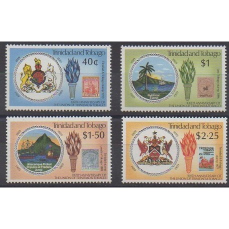 Trinité et Tobago - 1989 - No 608/611 - Histoire - Timbres sur timbres