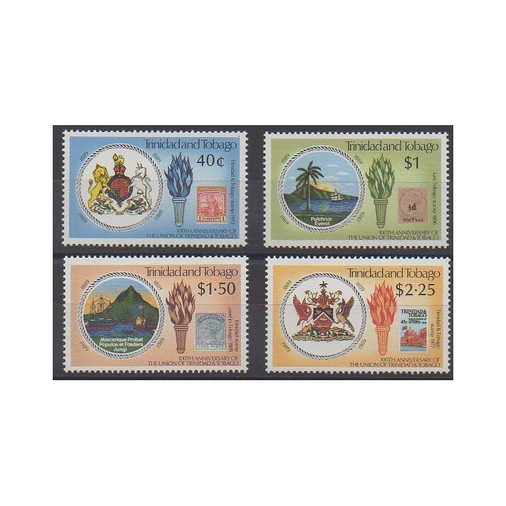 Trinidad and Tobago - 1989 - Nb 608/611 - Various Historics Themes - Stamps on stamps