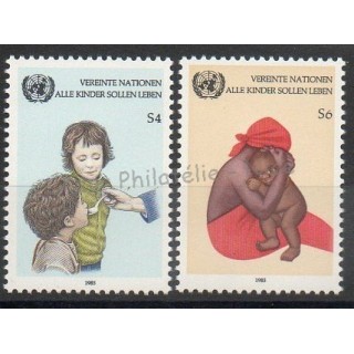 Timbres - Thème enfance - Nations Unies (ONU - Vienne) - 1985- No 53/54