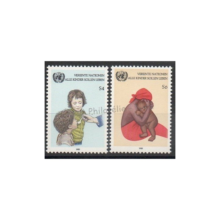 Timbres - Thème enfance - Nations Unies (ONU - Vienne) - 1985- No 53/54