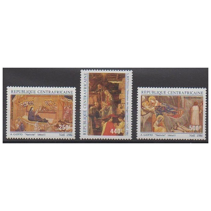 Central African Republic - 1986 - Nb PA350/PA352 - Paintings - Christmas