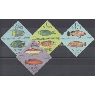 Timbres - Thème poissons - Nevis - 1987 - No 470/477