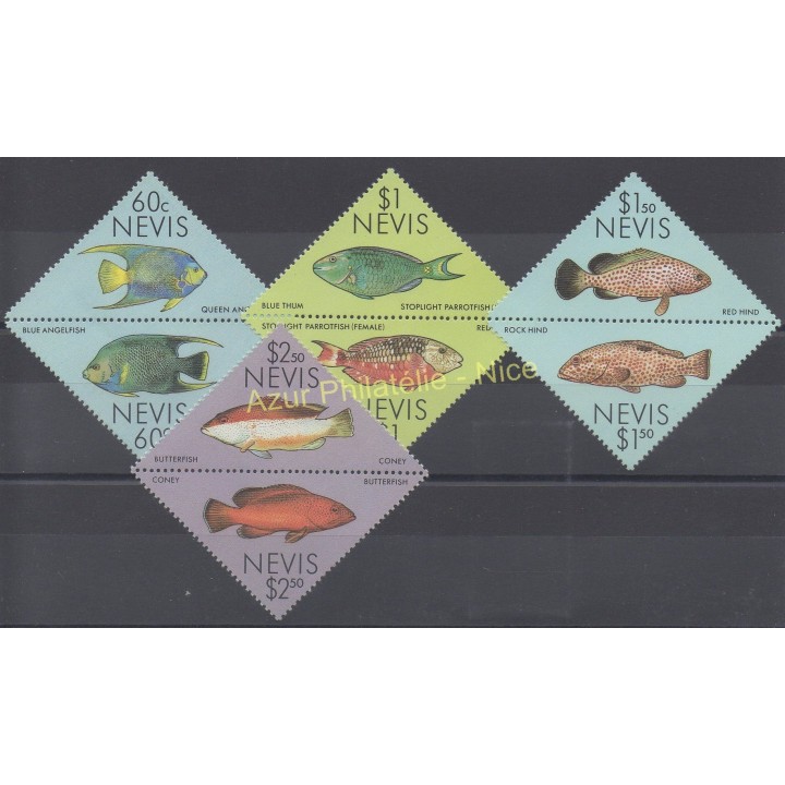 Timbres - Thème poissons - Nevis - 1987 - No 470/477
