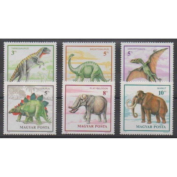 Hongrie - 1990 - No 3293/3298 - Animaux préhistoriques