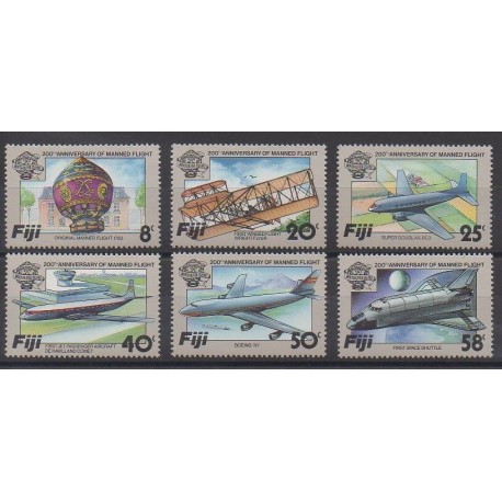 Fidji - 1983 - No 482/487 - Ballons - Dirigeables - Aviation