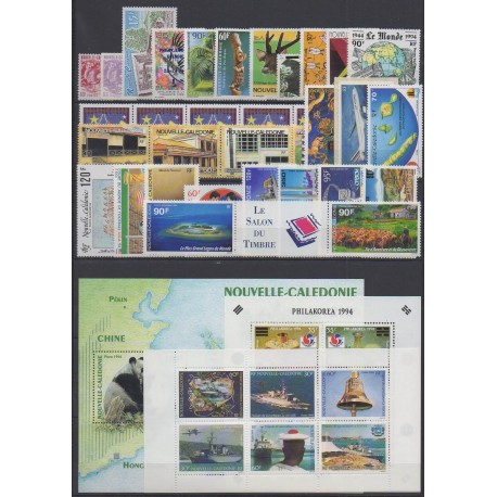 New Caledonia - Complete year - 1994 - Nb 654/679 - PA310/PA326 - BF16/BF17