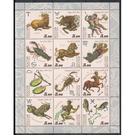 Timbres - Thème horoscope - Russie - 2004- No F6786/6797