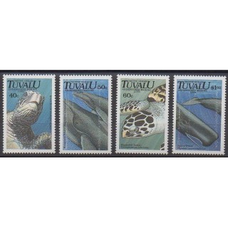 Tuvalu - 1991 - Nb 563/566 - Reptils - Mamals - Sea animals