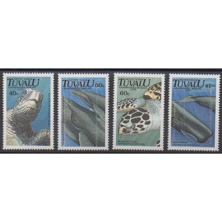 Tuvalu - 1991 - Nb 563/566 - Reptils - Mamals - Sea animals