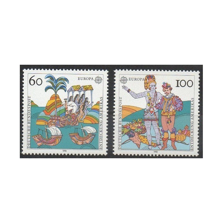 Timbres - Thème Christophe Colomb - Allemagne réunifiée - 1992- No 1436/1437