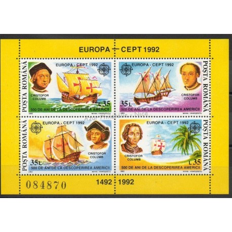 Timbres - Thème Christophe Colomb - Roumanie - 1992- No BF 220