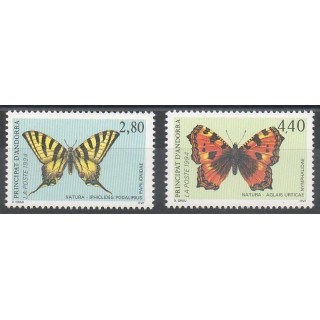 Timbres - Thème papillons - Andorre - Poste - 1994- No 451/452