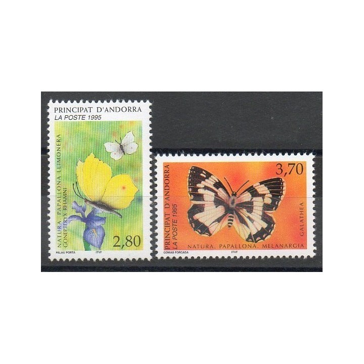 Timbres - Thème papillons - Andorre - Poste - 1995- No 462/463