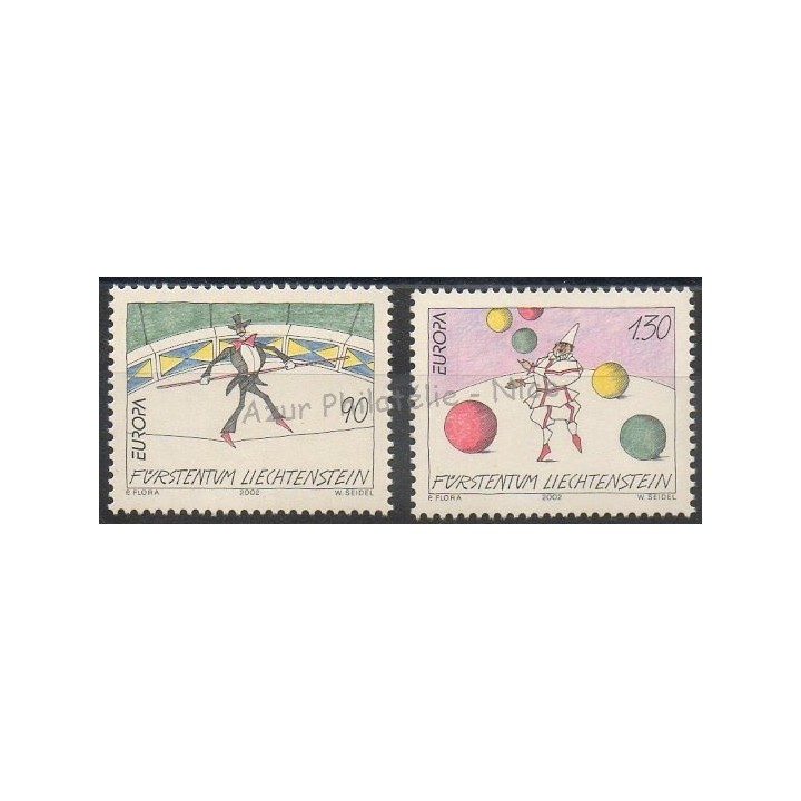 Timbres - Thème cirque - Liechtenstein - 2002- No 1224/1225