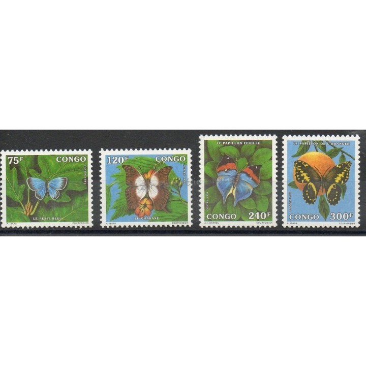 Stamps - Theme butterflies - Congo (Republic of) - 1991- Nb 936/939