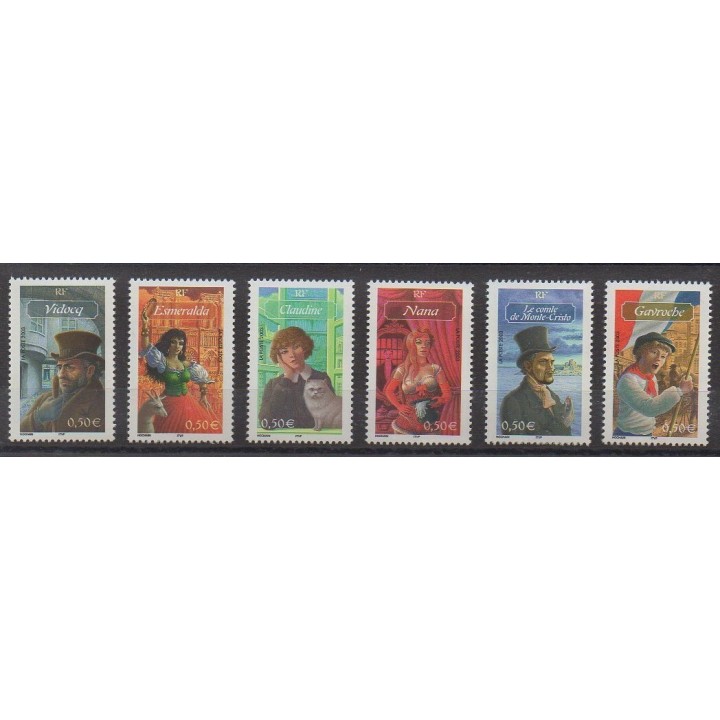France - Poste - 2003 - No 3588/3593 - Littérature
