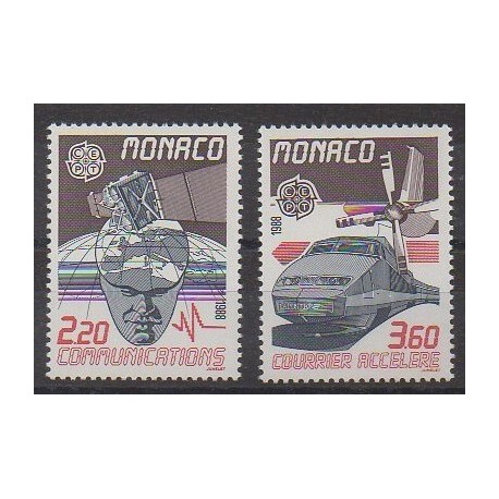 Monaco - 1988 - No 1626/1627 - Télécommunications - Transports - Europa