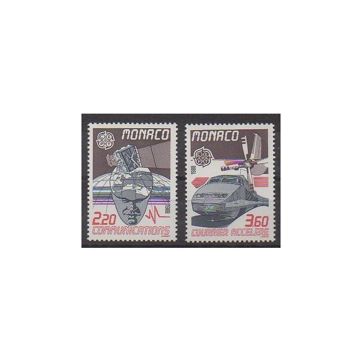 Monaco - 1988 - Nb 1626/1627 - Telecommunications - Transport - Europa