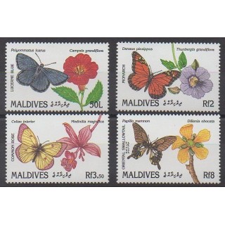 Maldives - 1991 - No 1368/1371 - Insectes - Fleurs